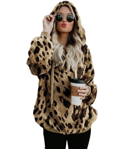 Womens 2023 Fashion Fuzzy Warm Casual Loose Hooded Sweatshirt Hoodies with Pockets Outerwear S-XXL Z Leopard $22.13 Hoodies &...