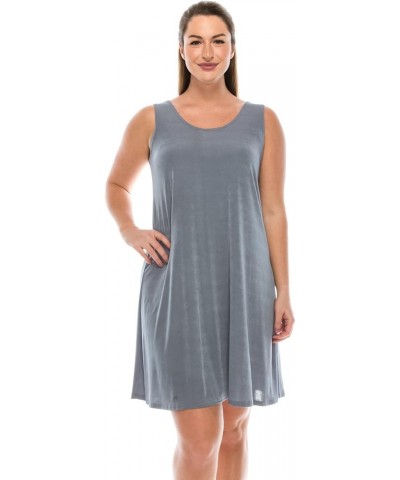 Women's Tank Mini Dress – Sleeveless Scoop Neck Casual Solid Stretch T Shirt Short One Piece Grey $17.39 Dresses