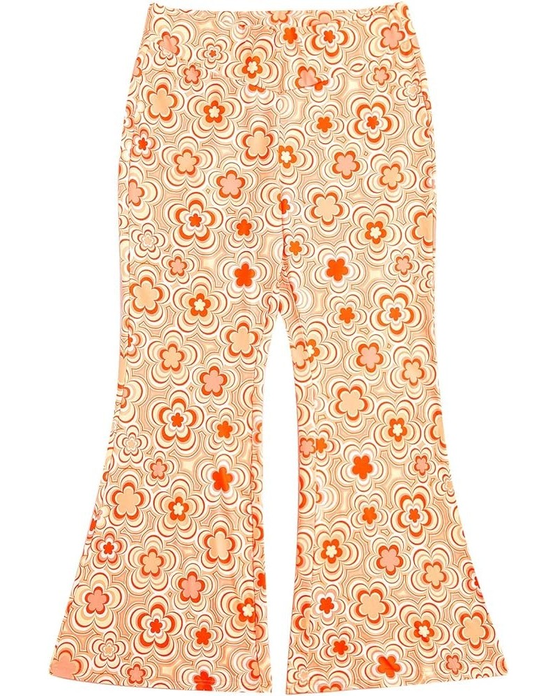 Women's Snakeskin High Waist Casual Flare Bell Bottom Stretch Long Pants Orange $10.79 Leggings