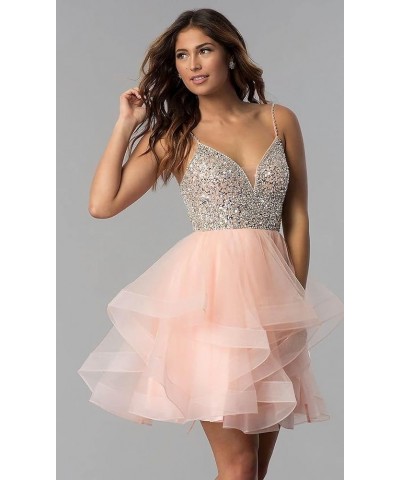 Women's Beaded Homecoming Dresses Short for Teens Puffy Tulle Prom Dress Mini Cocktail Dress Peacock $31.85 Dresses