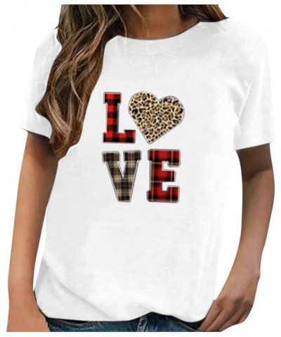 Women Short Sleeve T-Shirts Trendy Heart Print Glitter Summer Crew Neck Tee Shirts Casual Loose Fit Going Out Tops 04 White $...