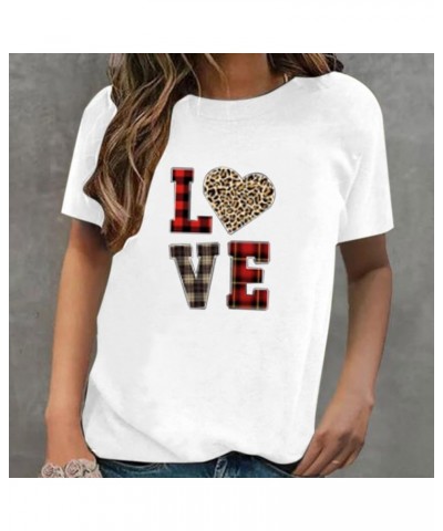 Women Short Sleeve T-Shirts Trendy Heart Print Glitter Summer Crew Neck Tee Shirts Casual Loose Fit Going Out Tops 04 White $...