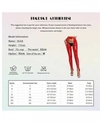 Women's Wet Look PVC Leather Open Crotch Backless Stretch Legging Pants Red a $9.69 Bodysuits