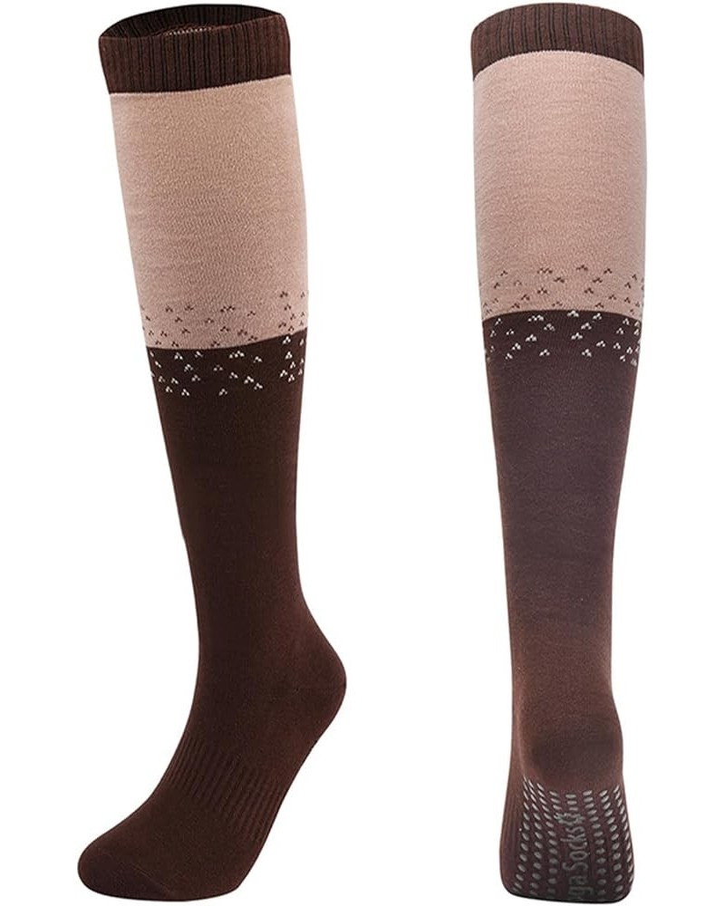 Yoga Pilates Socks with Grips for Women Non Slip Cushioned Knee High Over the Calf Socks for Pregnant Woman Coffee $7.64 Acti...