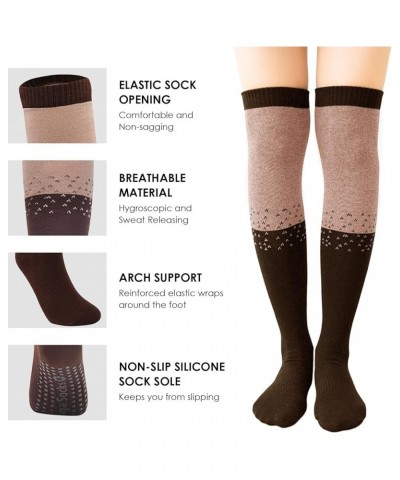 Yoga Pilates Socks with Grips for Women Non Slip Cushioned Knee High Over the Calf Socks for Pregnant Woman Coffee $7.64 Acti...