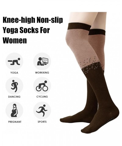 Yoga Pilates Socks with Grips for Women Non Slip Cushioned Knee High Over the Calf Socks for Pregnant Woman Coffee $7.64 Acti...