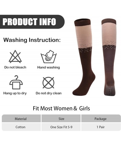 Yoga Pilates Socks with Grips for Women Non Slip Cushioned Knee High Over the Calf Socks for Pregnant Woman Coffee $7.64 Acti...