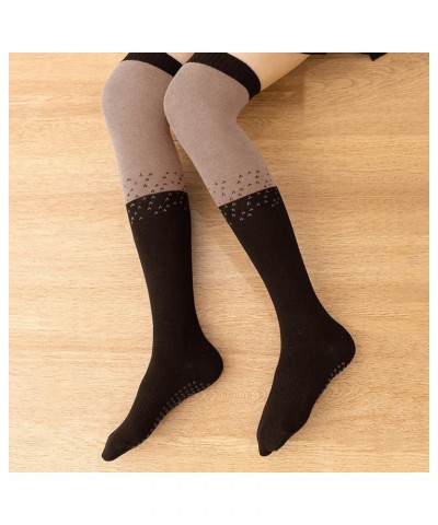 Yoga Pilates Socks with Grips for Women Non Slip Cushioned Knee High Over the Calf Socks for Pregnant Woman Coffee $7.64 Acti...