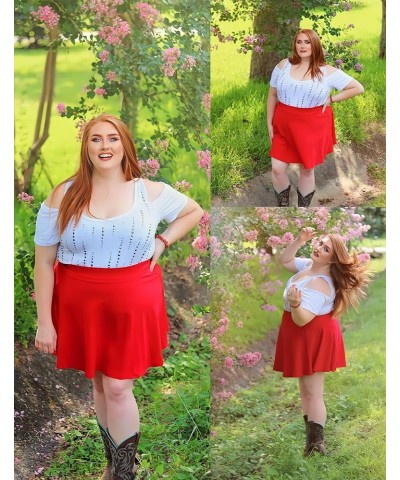 Plus Size Black Skater Skirt for Woman High Waisted A-line Pleated Skirt 1X 18 Plus Red $16.10 Skirts