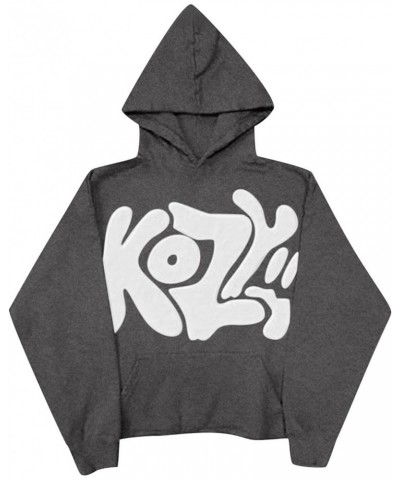 KOZY Y2K Hoodies for Women Long Sleeved Streetwear Sweatshirt Hoodie Women Long Fleece Oversized Pullover Dark Gray $11.99 Tops