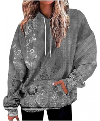 Womens Casual Oversized Hoodies Vintage Floral Print Crewneck Sweatshirt 2023 Fall Fashion Loose Fit Workout Pullover Tops A1...