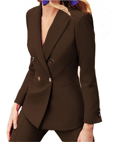 Women's Business Suit Double Breasted Slim Fit 2 Piece Work Lady Blazer Jacket,Pant Suits Light Blue $35.65 Suits