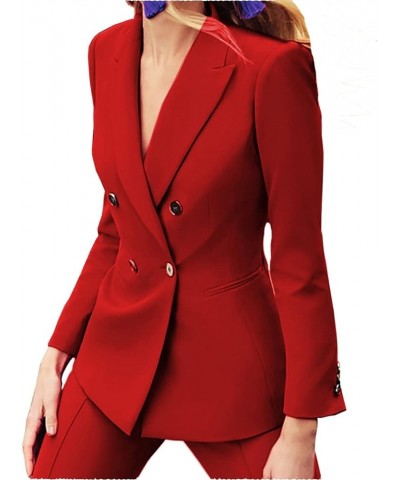 Women's Business Suit Double Breasted Slim Fit 2 Piece Work Lady Blazer Jacket,Pant Suits Light Blue $35.65 Suits