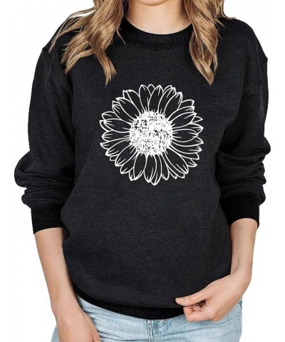 Sunflower Sweatshirt Women Funny Flower Positivity Long Sleeve Cute Graphic Shirts Floral Pullover Top Sweatshirt1-black $13....