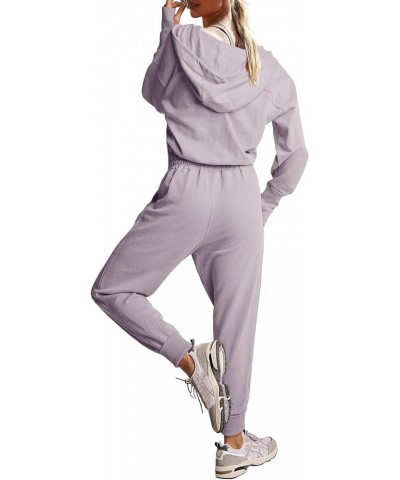 Womens Jumpsuits One Piece Zip Up Hoodie Outfits Long Sleeve Elastic High Waisted Hooded Onesie Overalls Grey Purple $25.51 J...