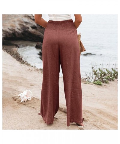 Linen Pants Women High Waisted Wide Leg Lounge Pants with Pockets Boho Flowy Pants Trendy Casual Cruise Outfits 2024 Deals of...