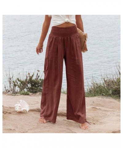 Linen Pants Women High Waisted Wide Leg Lounge Pants with Pockets Boho Flowy Pants Trendy Casual Cruise Outfits 2024 Deals of...