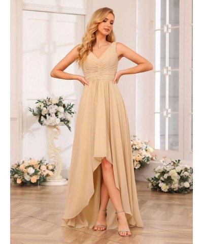 Women's V Neck Bridesmaid Dresses for Teens Pleated High Low Formal Dresses with Pockets YMS143 Teal $32.50 Dresses