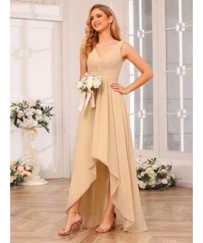 Women's V Neck Bridesmaid Dresses for Teens Pleated High Low Formal Dresses with Pockets YMS143 Teal $32.50 Dresses