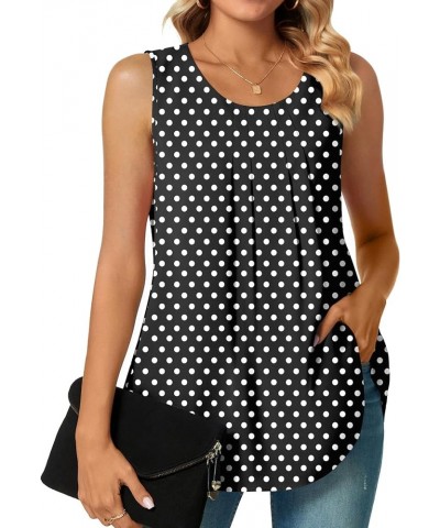 Women's Dressy Chiffon Blouses Crew Neck Sleeveless Tunic Tops Office Cute Work Shirts 2024 Summer Casual Tank Tops Polka Dot...