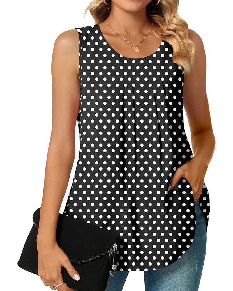 Women's Dressy Chiffon Blouses Crew Neck Sleeveless Tunic Tops Office Cute Work Shirts 2024 Summer Casual Tank Tops Polka Dot...