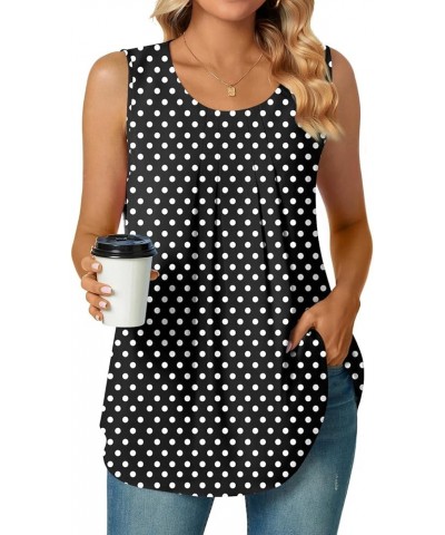 Women's Dressy Chiffon Blouses Crew Neck Sleeveless Tunic Tops Office Cute Work Shirts 2024 Summer Casual Tank Tops Polka Dot...