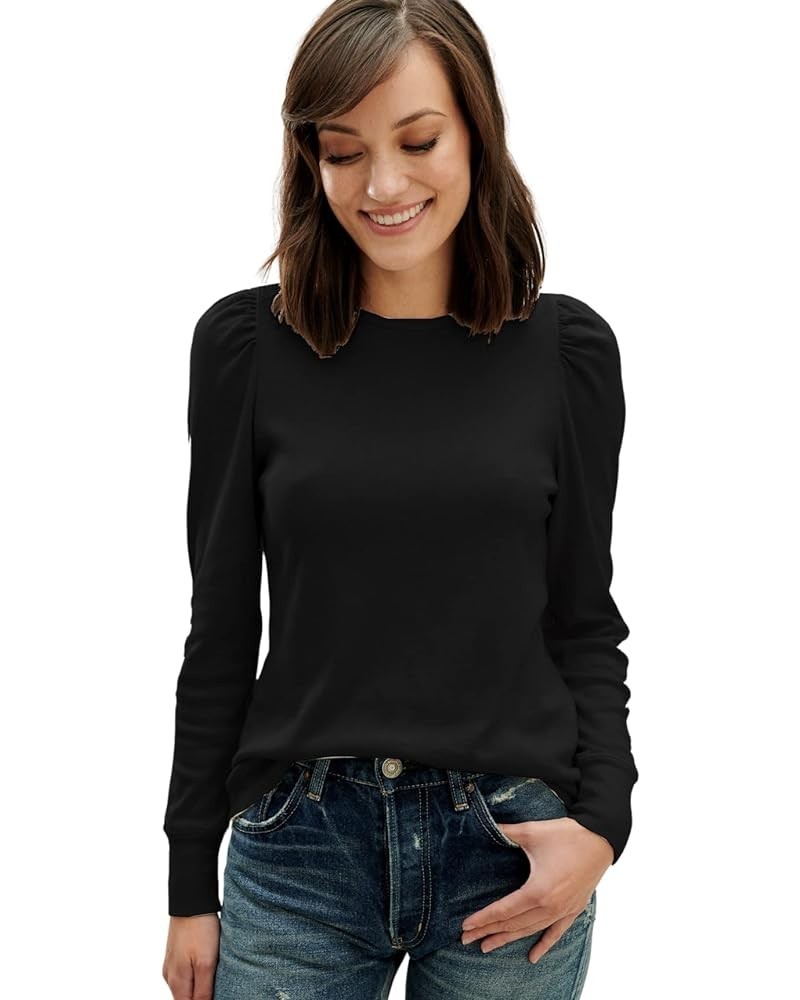 Women's Ingrid Rib Long Sleeve Tee Black $25.03 T-Shirts