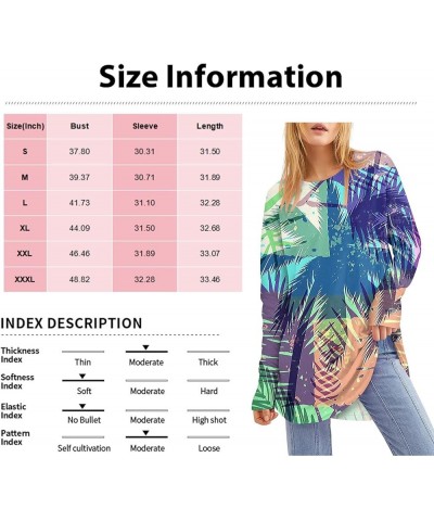 Plus Size Tops for Women Leaky Thumb Round Neck Outfit Long Sleeve Printing Pullover Tops Comfy Dressy T Shirts 4-light Blue ...