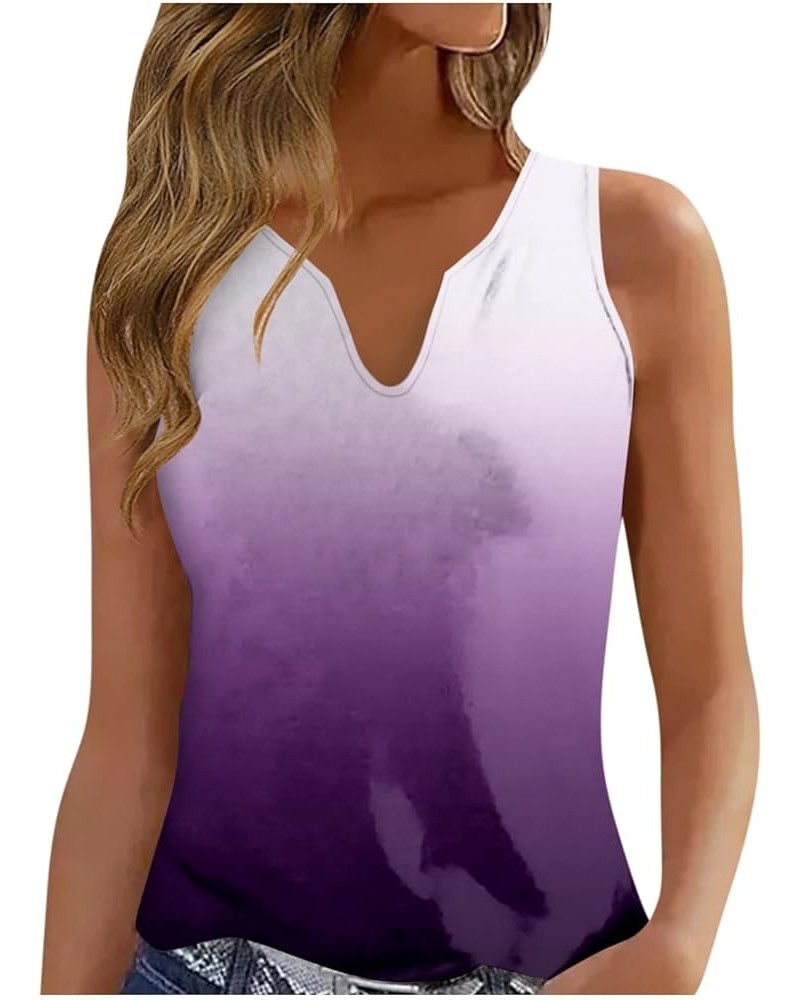 Tank Top for Women Vintage Floral Printing V Neck Sleeveless T-Shirt Tops Summer Basic Sexy Slim Blouses 1-purple $8.99 Tops