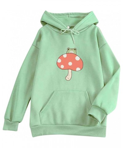 Women Cute Frog Kawaii Mushroom Hoodie Sweatshirt for Teen Girls Aesthetic Clothes Casual Feminino Hoodies H-sky Blue $6.59 H...