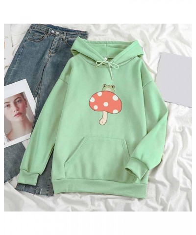 Women Cute Frog Kawaii Mushroom Hoodie Sweatshirt for Teen Girls Aesthetic Clothes Casual Feminino Hoodies H-sky Blue $6.59 H...