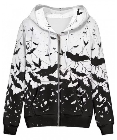 Zip Up Graphic Hoodie for Women Oversized Y2K Sweatshirt Hoodies for Teen Girls Long Sleeve Halloween Bats $18.33 Hoodies & S...