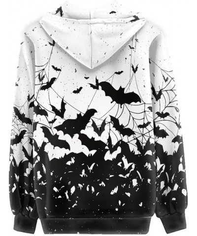 Zip Up Graphic Hoodie for Women Oversized Y2K Sweatshirt Hoodies for Teen Girls Long Sleeve Halloween Bats $18.33 Hoodies & S...