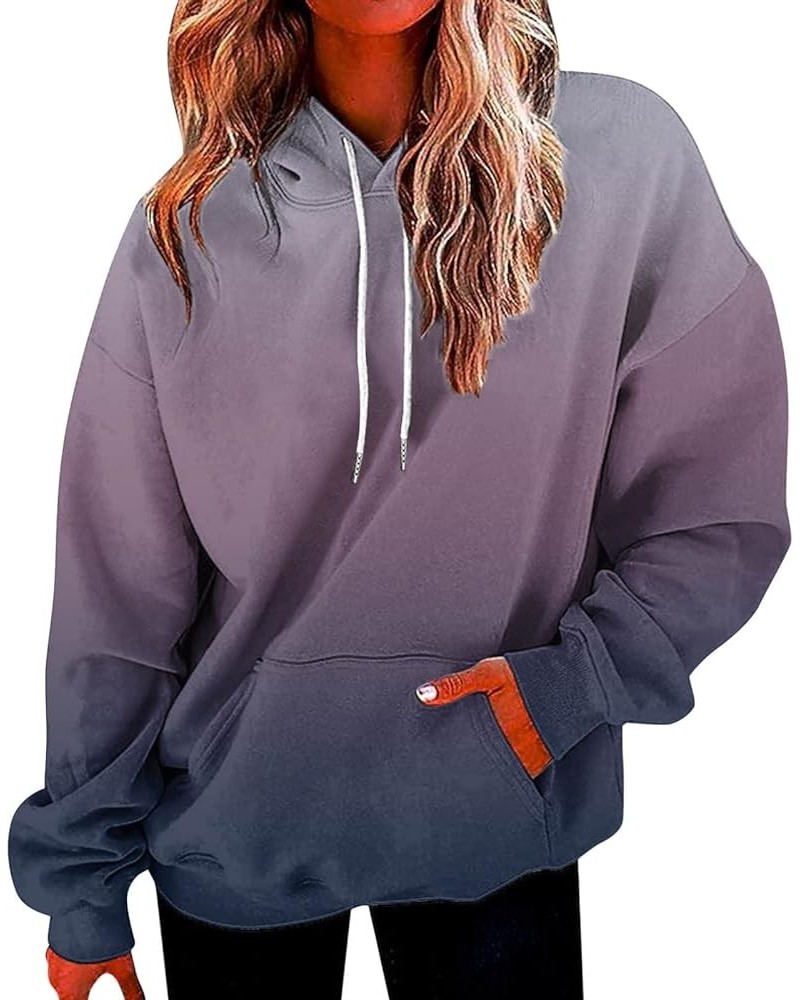 Hoodies for Women Trendy Oversized Sweatshirts Casual Pullover Fall Comfy Stretch Lightweight Classic Tops Purple-g $5.89 Shirts