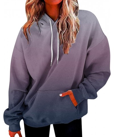 Hoodies for Women Trendy Oversized Sweatshirts Casual Pullover Fall Comfy Stretch Lightweight Classic Tops Purple-g $5.89 Shirts