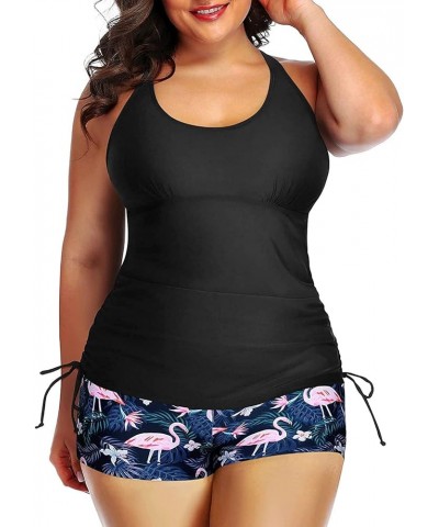 Women Plus Size Tankini with Shorts Two Piece Bathing Suits Athletic Swimsuits Tummy Control Swimwear Flamingo $26.39 Swimsuits