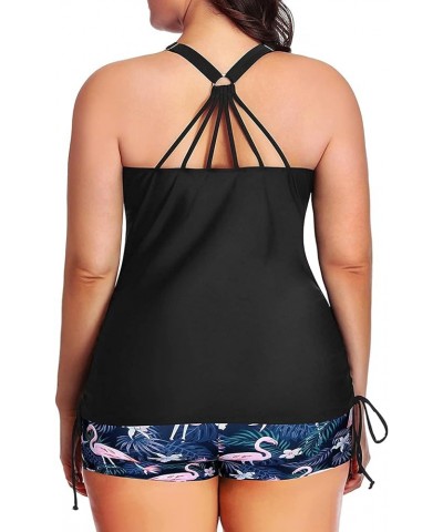 Women Plus Size Tankini with Shorts Two Piece Bathing Suits Athletic Swimsuits Tummy Control Swimwear Flamingo $26.39 Swimsuits