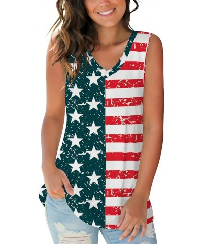 Women's Spring T-Shirts V Neck Tops Long Sleeve Shirts Loose Fit 60-flag $8.84 T-Shirts