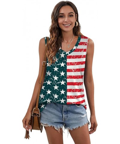 Women's Spring T-Shirts V Neck Tops Long Sleeve Shirts Loose Fit 60-flag $8.84 T-Shirts