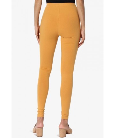 S~3X Luxe Cotton Elastic Mid Rise Long Full Length Ankle Leggings Mustard $11.19 Leggings