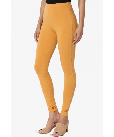 S~3X Luxe Cotton Elastic Mid Rise Long Full Length Ankle Leggings Mustard $11.19 Leggings