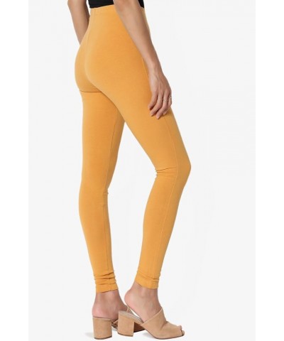 S~3X Luxe Cotton Elastic Mid Rise Long Full Length Ankle Leggings Mustard $11.19 Leggings