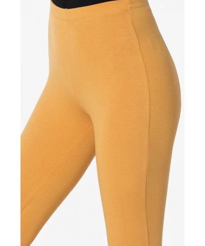 S~3X Luxe Cotton Elastic Mid Rise Long Full Length Ankle Leggings Mustard $11.19 Leggings