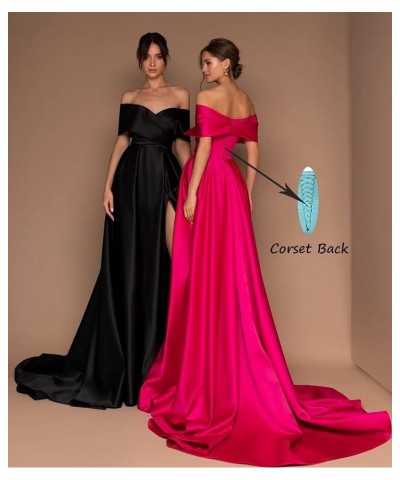 Women's Off The Shoulder Satin Prom Dresses Long High Slit A-line Formal Party Evening Gown with Pockets Burnt Orange $40.80 ...