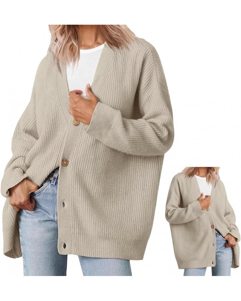 Cashmere Cocoon Cardigan for Women, 2023 New Open Front Oversized Button Down Chunky Cardigan (Color : Brown, Size : Small) X...