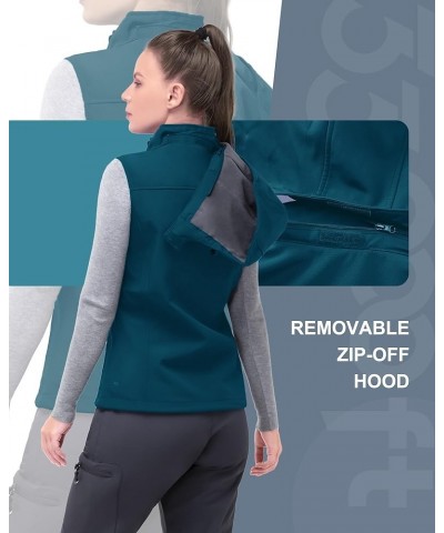 Women's Hooded Lightweight Softshell Vest Fleece Lined Windproof Zip Up Sleeveless Jacket for Hiking Golf Running Dark Blue $...