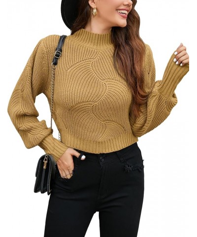 Women's Crewneck Oversized Pullover Sweaters Long Sleeve Split Hem Knit Sweater Tops D-khaki $9.35 Sweaters