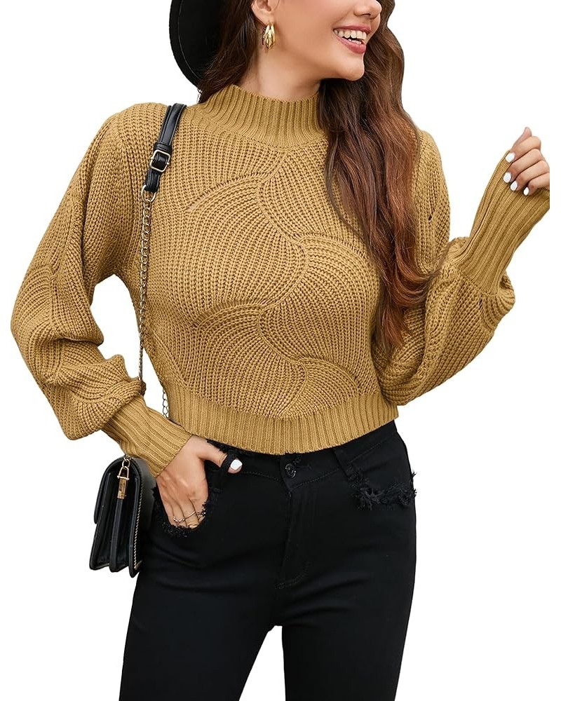 Women's Crewneck Oversized Pullover Sweaters Long Sleeve Split Hem Knit Sweater Tops D-khaki $9.35 Sweaters