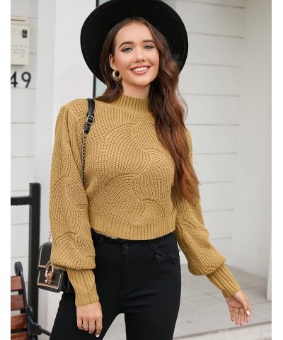 Women's Crewneck Oversized Pullover Sweaters Long Sleeve Split Hem Knit Sweater Tops D-khaki $9.35 Sweaters