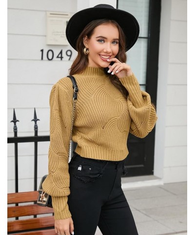 Women's Crewneck Oversized Pullover Sweaters Long Sleeve Split Hem Knit Sweater Tops D-khaki $9.35 Sweaters